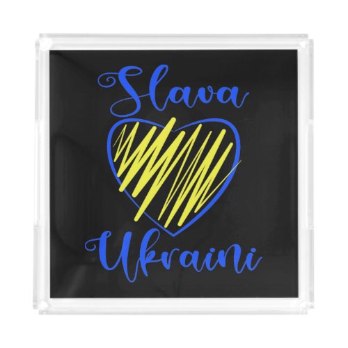 Slogan Slava Ukraini Glory to Ukraine heart   Acry Acrylic Tray