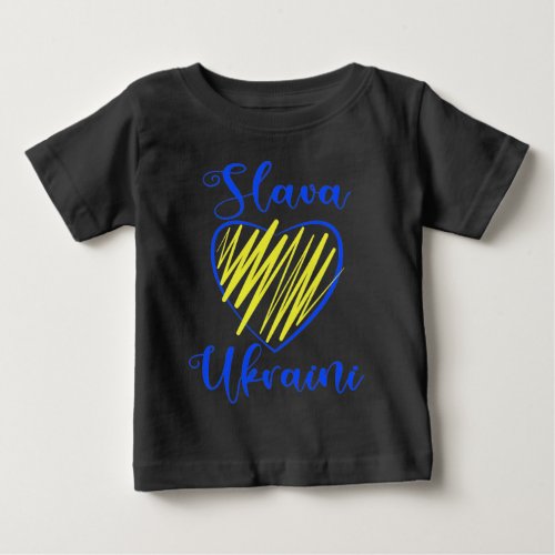 Slogan Slava Ukraini Glory to Ukraine heart  Baby T_Shirt