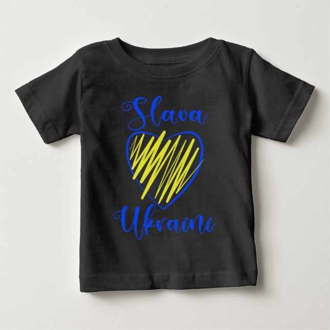 Slogan Slava Ukraini Glory to Ukraine heart  Baby T-Shirt (Front)