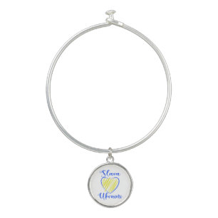 Slogan Slava Ukraini Glory to Ukraine heart Bangle Bracelet