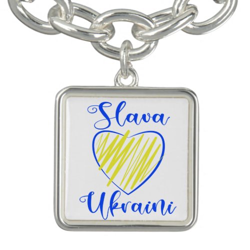 Slogan Slava Ukraini Glory to Ukraine heart  Bracelet