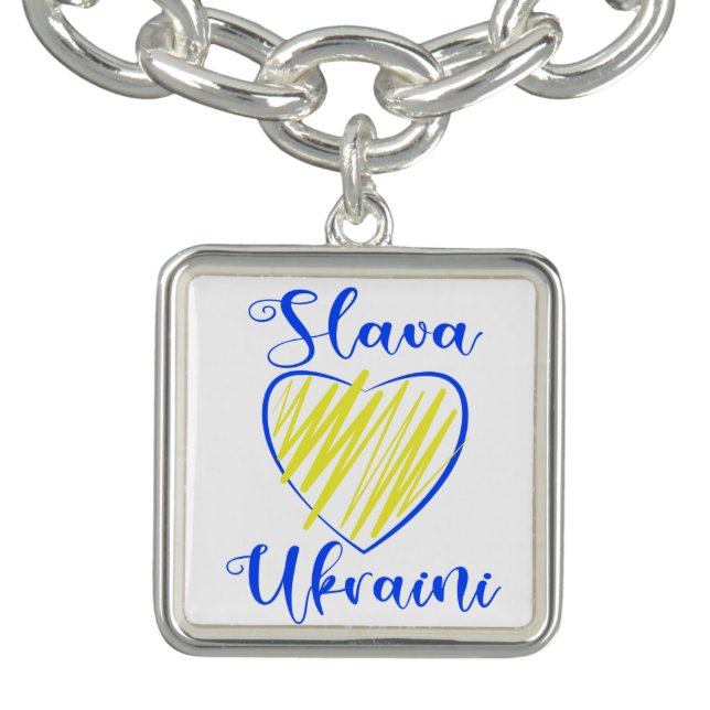 Slogan Slava Ukraini Glory to Ukraine heart  Bracelet (Design)