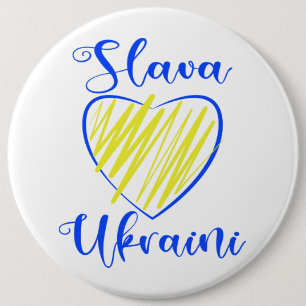 Slogan Slava Ukraini Glory to Ukraine heart Button
