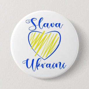 Slogan Slava Ukraini Glory to Ukraine heart   Button