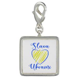 Slogan Slava Ukraini Glory to Ukraine heart  Charm