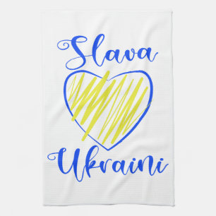 Slogan Slava Ukraini Glory to Ukraine heart Kitchen Towel