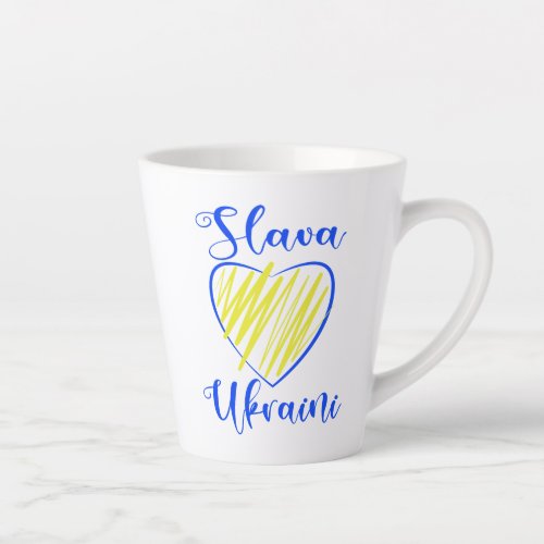 Slogan Slava Ukraini Glory to Ukraine heart Latte Mug