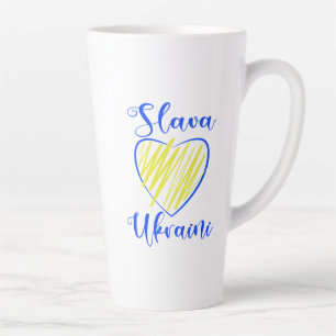 Slogan Slava Ukraini Glory to Ukraine heart Latte Mug