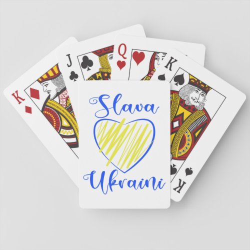 Slogan Slava Ukraini Glory to Ukraine heart Poker Cards