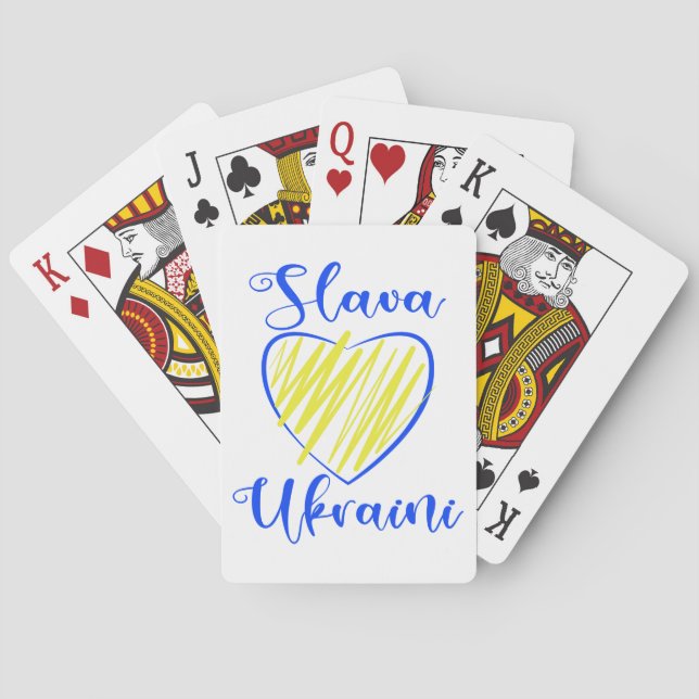 Slogan Slava Ukraini Glory to Ukraine heart Poker Cards (Back)