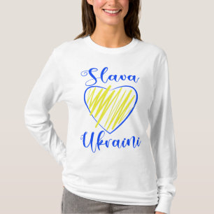 Slogan Slava Ukraini Glory to Ukraine heart T-Shir T-Shirt
