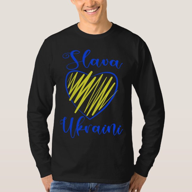 Slogan Slava Ukraini Glory to Ukraine heart T-Shir T-Shirt (Front)