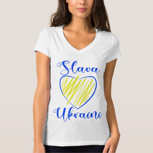 Slogan Slava Ukraini Glory to Ukraine heart T_Shir T_Shirt