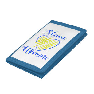 Slogan Slava Ukraini Glory to Ukraine heart   Tri-fold Wallet