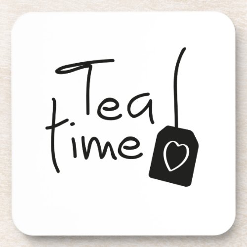 Slogan tea time _ theetijd kopje thee drinken beverage coaster