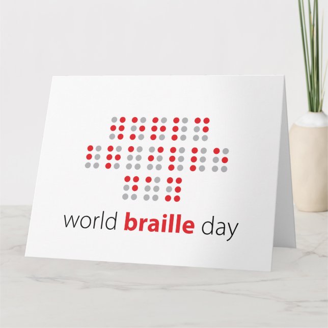 Slogan World Braille day. World Braille Day. Card (Front)