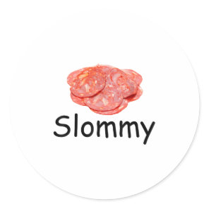 Slommy Salami Meme Gen Z Misspelled Weird Joke Fun Classic Round Sticker