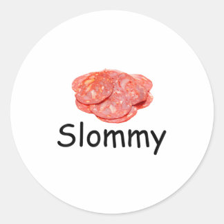 Slommy Salami Meme Gen Z Misspelled Weird Joke Fun Classic Round Sticker