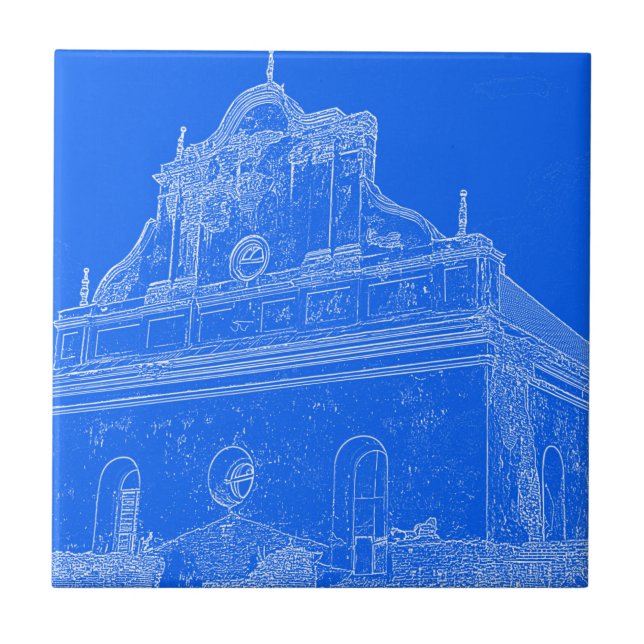 Slonim Great Synagogue Architecture Sketch Ceramic Tile (Front)