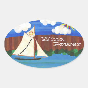 Sloop Clearwater Wind Power Oval Sticker