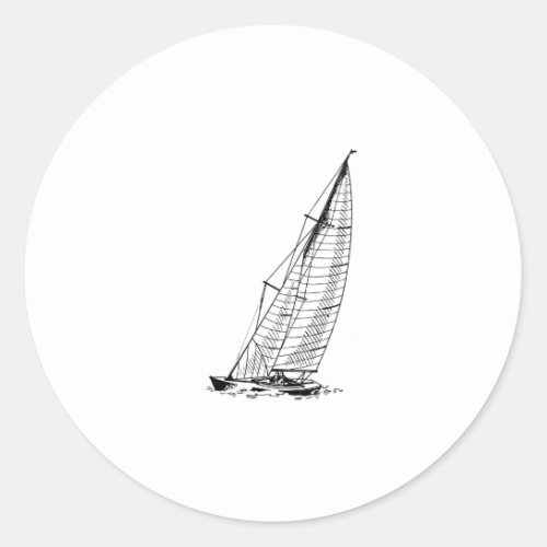 Sloop Sailboat Classic Round Sticker