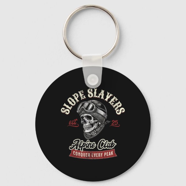 Slope Slayers Freestyle Skiing Skiers Winter Adven Keychain (Front)