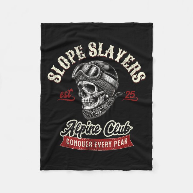 Slope slayers freestyle skiing skiers winter fleece blanket (Front)