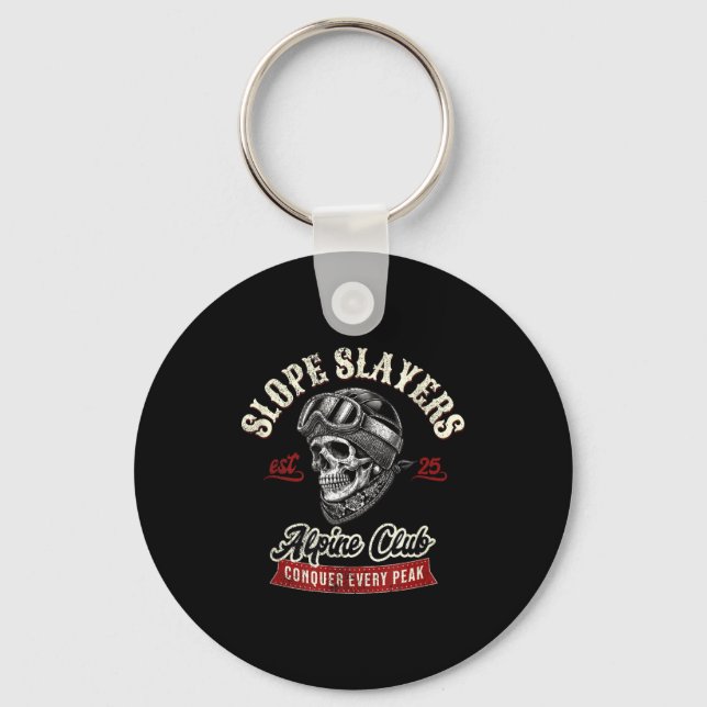 Slope slayers freestyle skiing skiers winter keychain (Front)