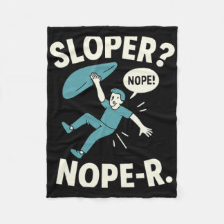 Sloper Nope-r. Rock Climbing Humor White Teal Fleece Blanket