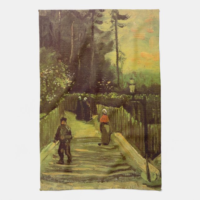Sloping Path in Montmartre by Vincent van Gogh Kitchen Towel (Vertical)