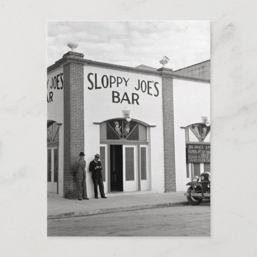 Sloppy Joes Bar 1938 Postcard