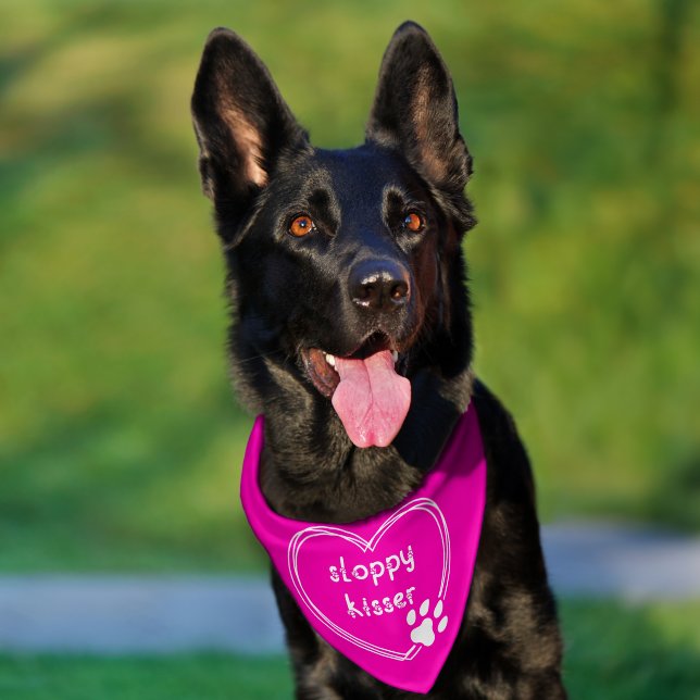 Sloppy Kisser Bright Pink Pet Bandana Collar (Dog)