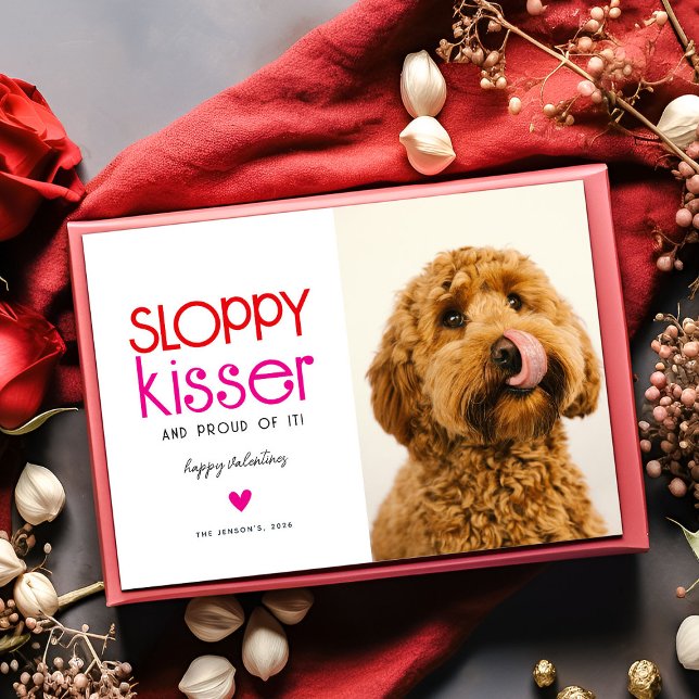 Sloppy Kisser Dog Photo Valentines Holiday Card (Creator Uploaded)