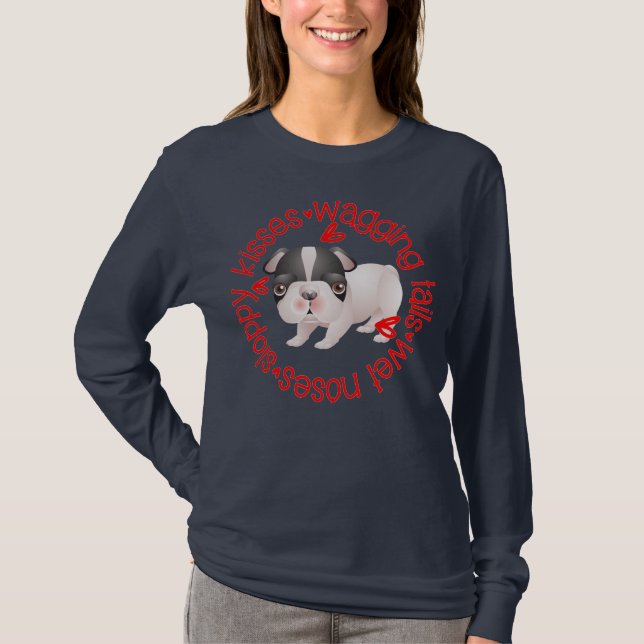 Sloppy Kisses, Boston Terrier T-Shirt (Front)
