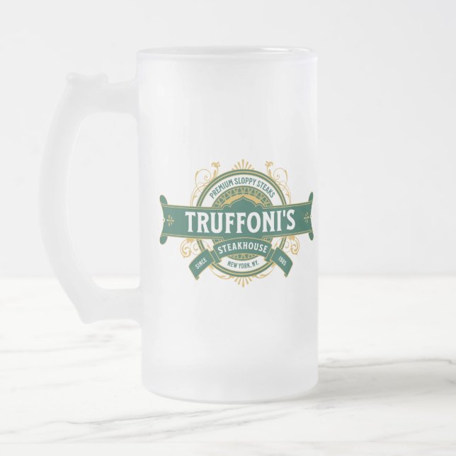 Sloppy Steaks at Truffoni's Frosted Glass Beer Mug (Left)