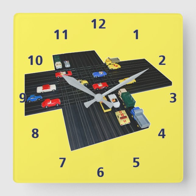 Slot Car Motoring, Customizable Square Wall Clock (Front)