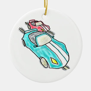 Slot Car Racing Ceramic Ornament