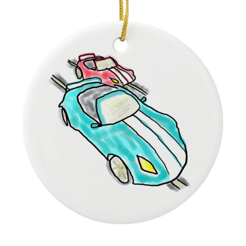 Slot Car Racing Ceramic Ornament