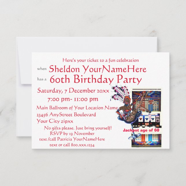 Slot Machine 60th Birthday Party Invitation (Front)