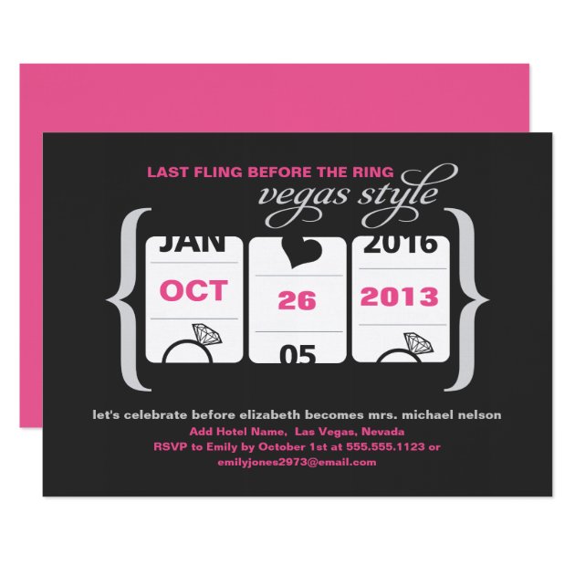 Slot Machine Bachelorette Party In Vegas Invitation