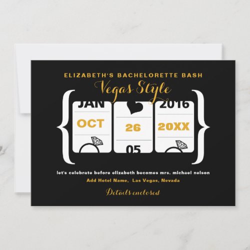 Slot Machine Bachelorette Party in Vegas Invitations