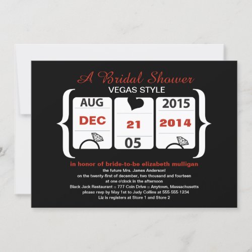 Slot Machine Bridal Shower Invitation