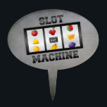 SLOT MACHINE CAKE TOPPER<br><div class="desc">SLOT MACHINE WITH TEXT</div>