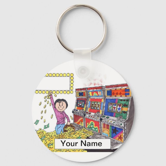 Slot Machine - Female Cartoon by PrintedPerfection Keychain (Front)