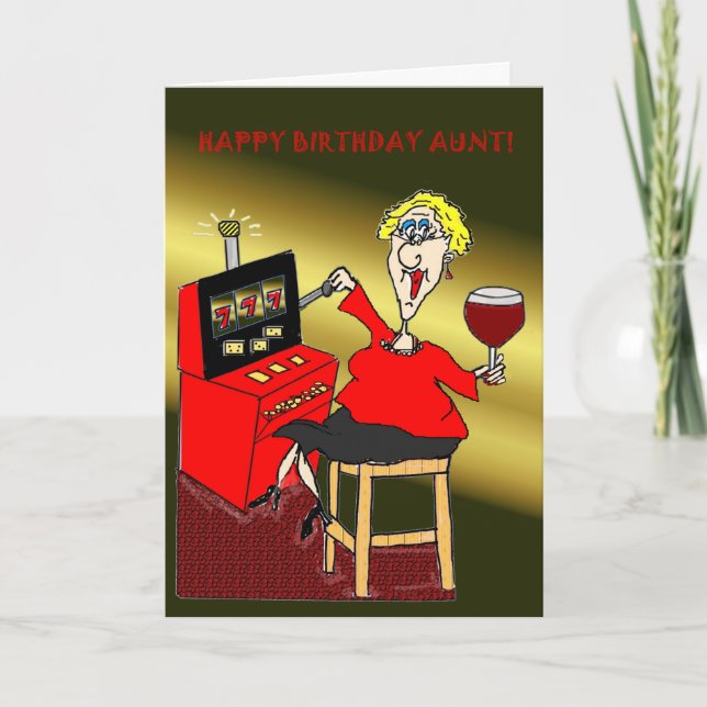 SLOT MACHINE HAPPY BIRTHDAY AUNT CARD (Front)