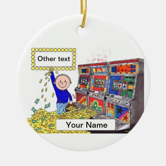 Slot Machine Player - Male Ceramic Ornament (Front)