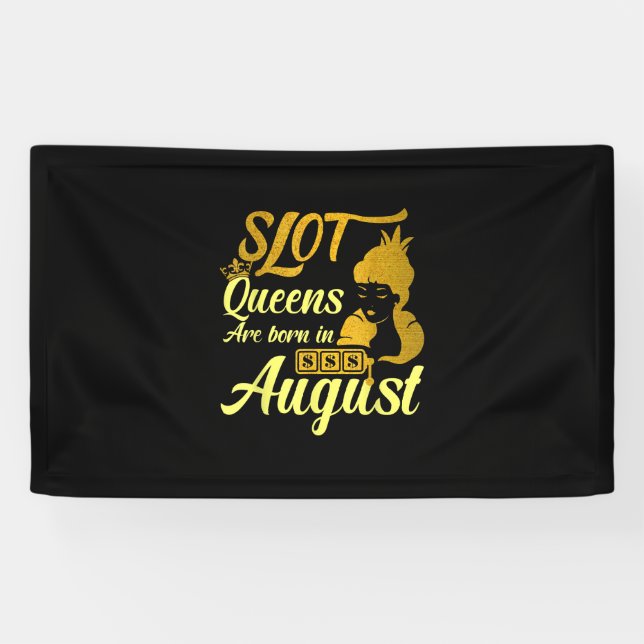 Slot Machine Queen August Birthday Banner (Horizontal)