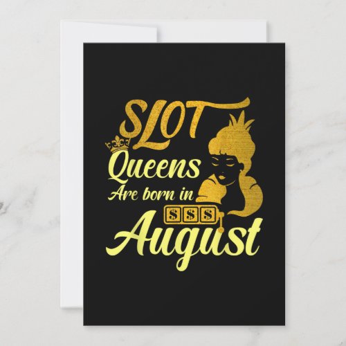Slot Machine Queen August Birthday Holiday Card