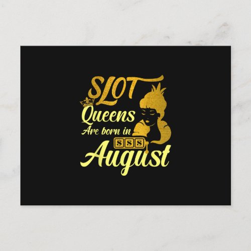 Slot Machine Queen August Birthday Holiday Postcard