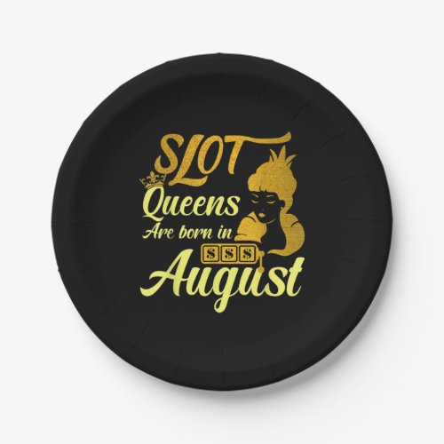 Slot Machine Queen August Birthday Paper Plates